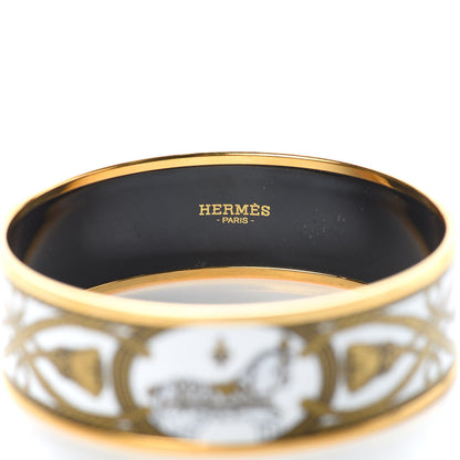 Hermes Enamel Printed Wide Grand Apparat Bracelet 70 White 4 of 5