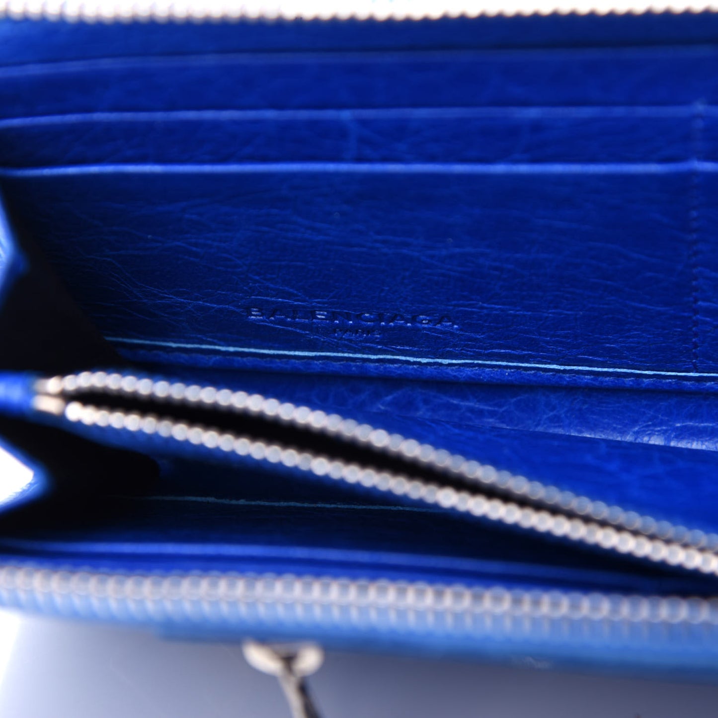Agneau Giant 12 Silver Hardware Continental Zip Around Wallet Bleu Lazuli