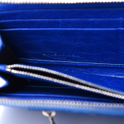 Balenciaga Agneau Giant 12 Silver Hardware Continental Zip Around Wallet Bleu Lazuli 6 of 9