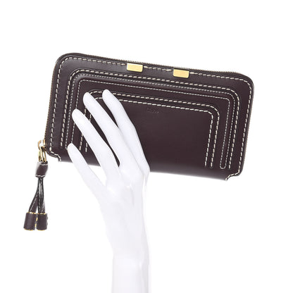 Chloe Calfskin Marcie Long Zip Around Wallet Black Raisin 2 of 7