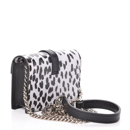 Saint Laurent Calfskin Monogram Leopard Print Mini Candy Crossbody Black White 3 of 12