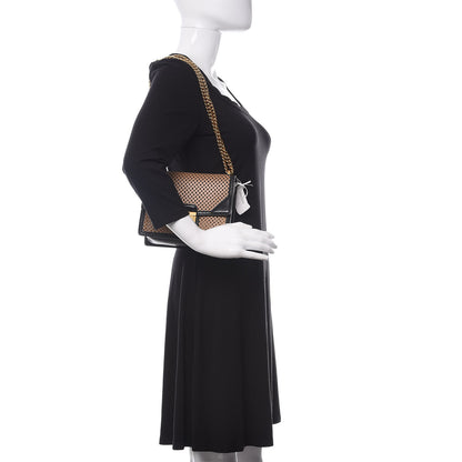 Fendi Vitello Liberty Glossy Lambskin Perforated Small Kan U Shoulder Bag Sand Mimosa Black 2 of 9