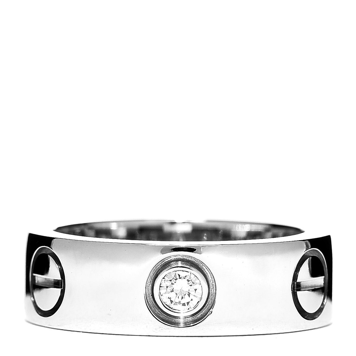 18K White Gold 3 Diamond 5.5mm LOVE Ring 46 3.75