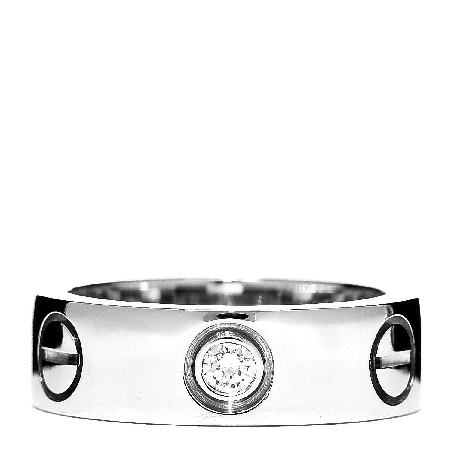 Cartier 18K White Gold 3 Diamond 5.5mm LOVE Ring 46 3.75 1 of 6