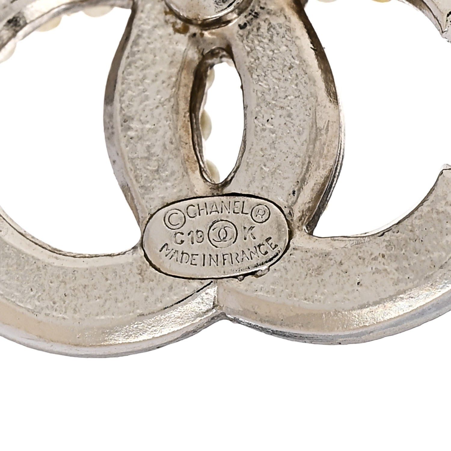 Chanel Pearl Crystal CC Snow Palace Earrings Silver 4 of 5