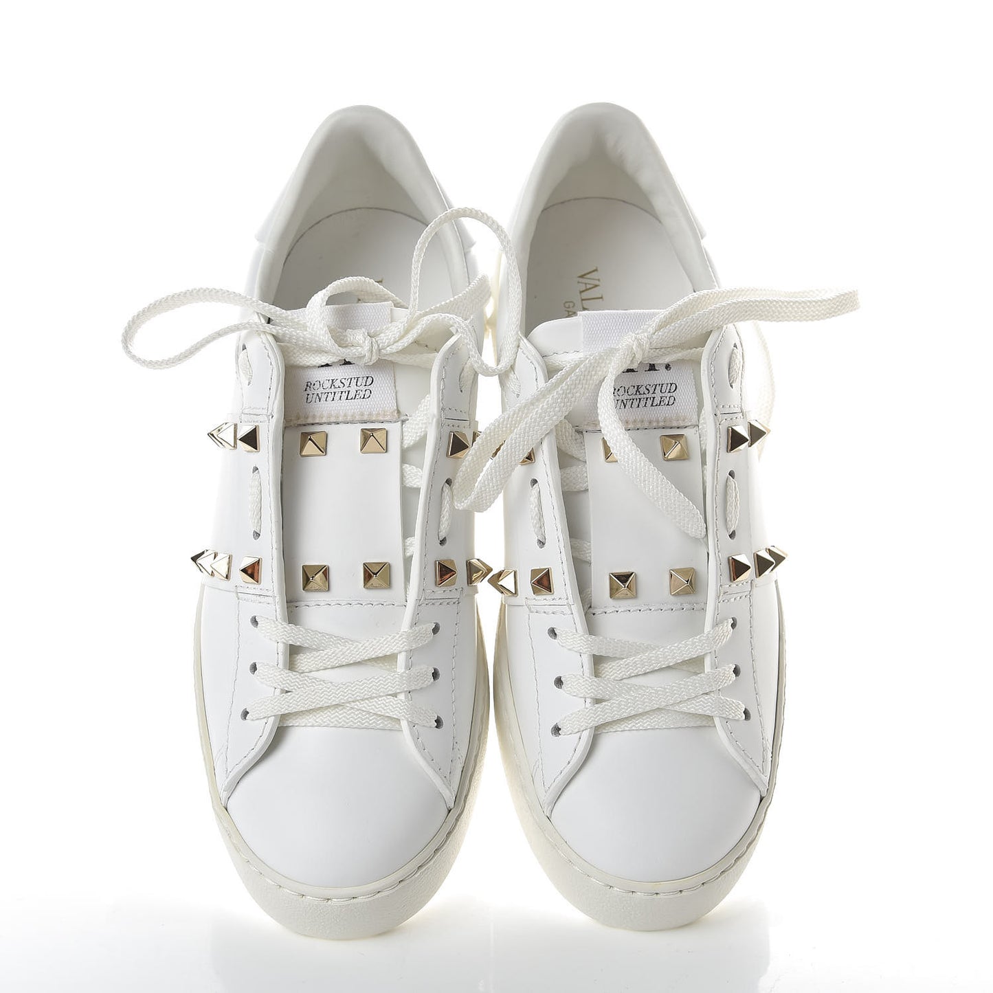 Calfskin Rockstud Untitled Open Sneakers 37.5 White