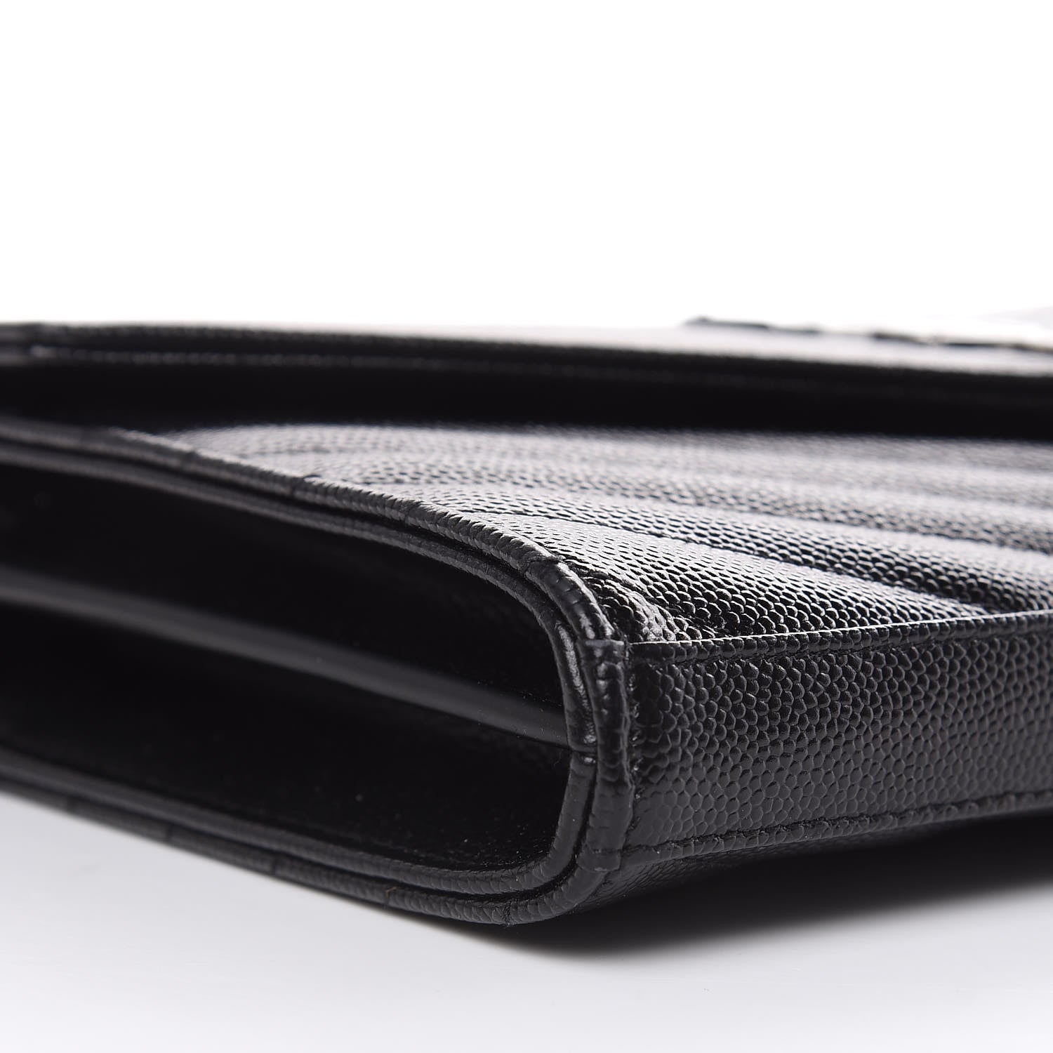 Saint Laurent Grain De Poudre Matelasse Chevron Monogram Chain Wallet Black 8 of 10