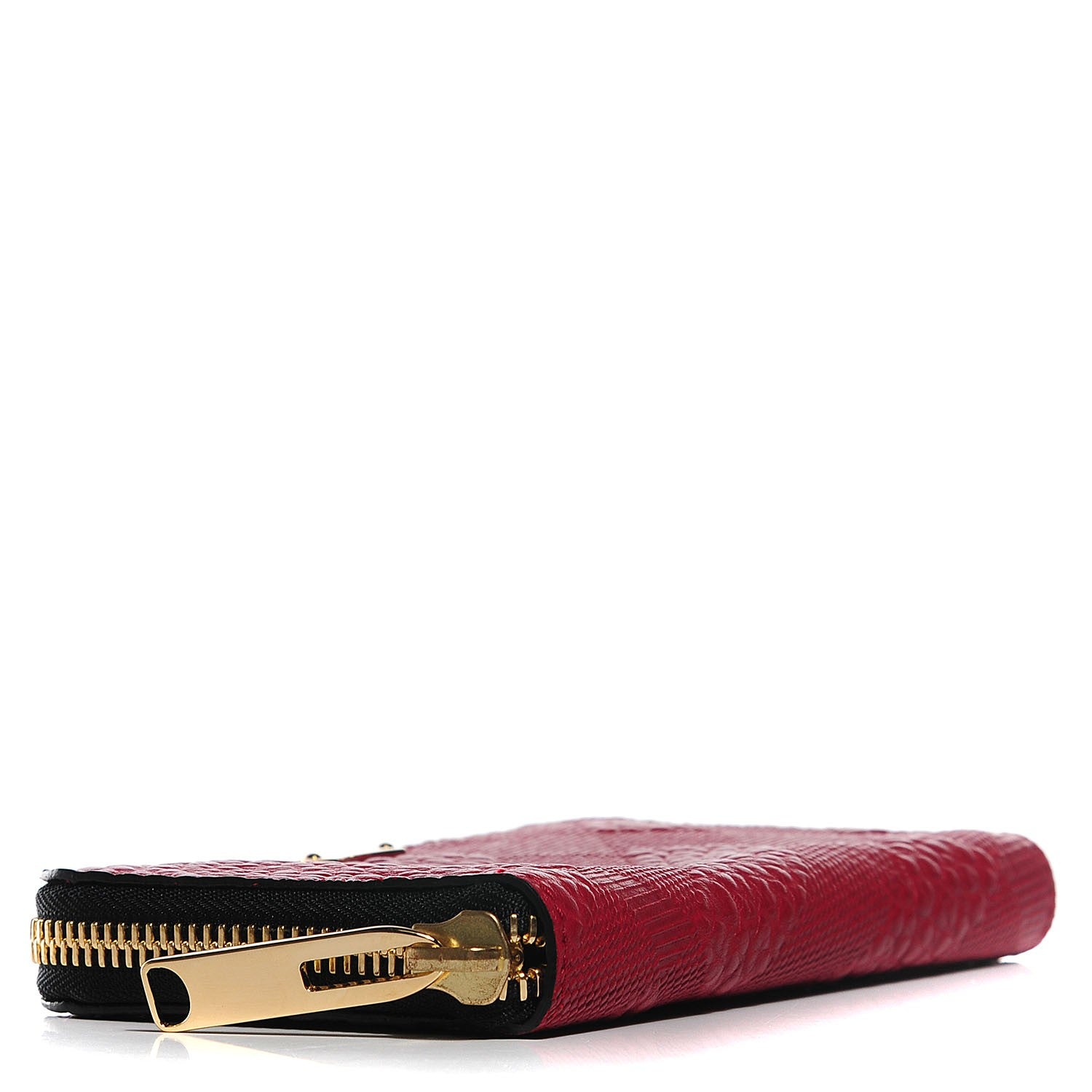 Burberry Grainy Calfskin Check Embossed Elmore Zip Around Wallet Red 4 of 9