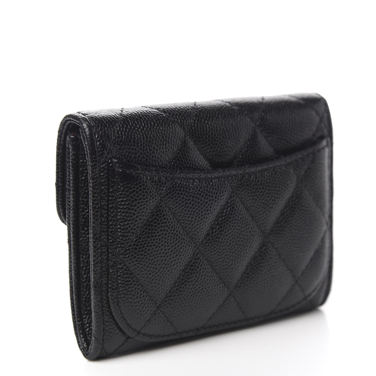 Caviar Quilted Flap Card Holder Black