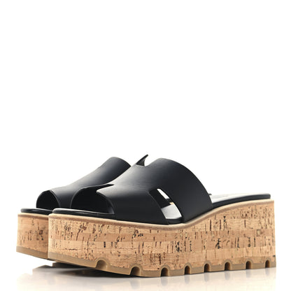 Hermes Calfskin Cork Eze 30 Sandals 36 Black 4 of 9