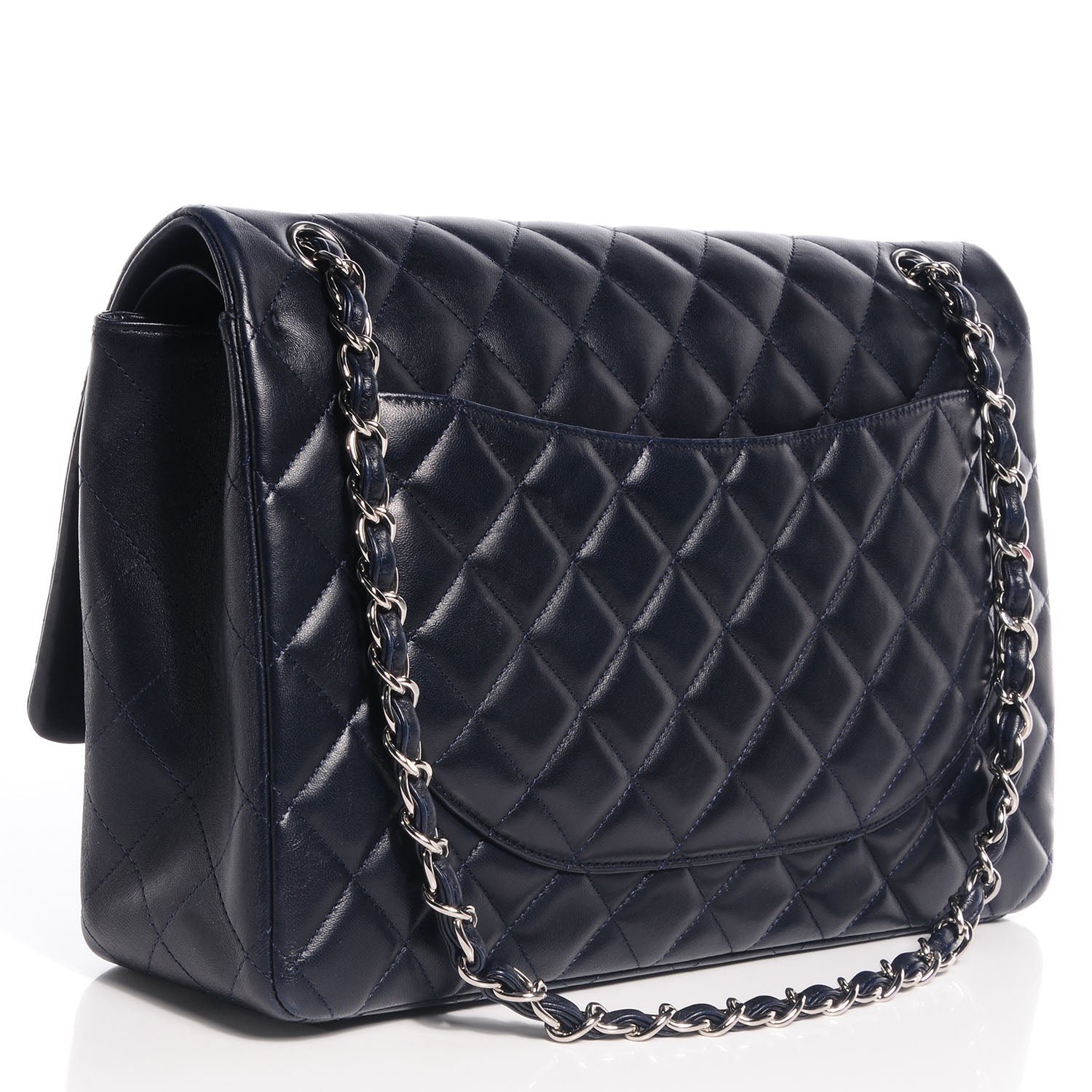 Chanel Lambskin Quilted Maxi Double Flap Navy 3 of 8
