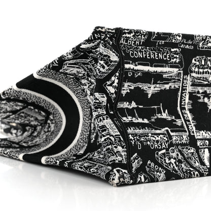 Christian Dior Canvas Embroidered Medium Plan De Paris Book Tote Black White 9 of 10