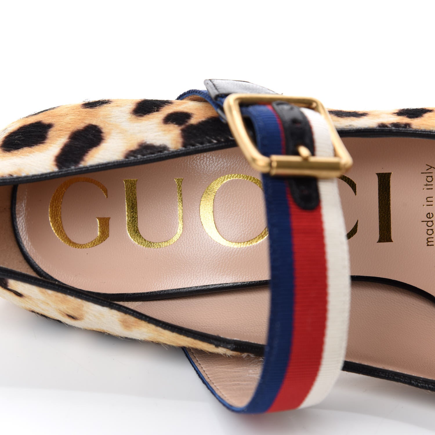 Gucci Malaga Kid Leopard Print Pumps 35.5 Natural 7 of 10