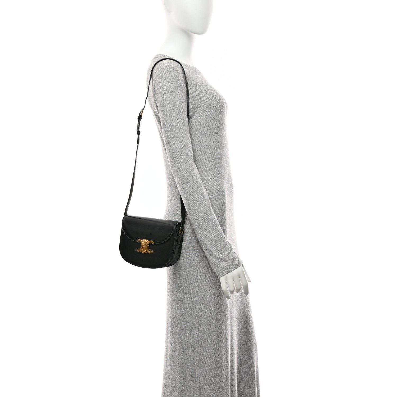 Celine Shiny Calfskin Besace Clea Triomphe Black 2 of 11
