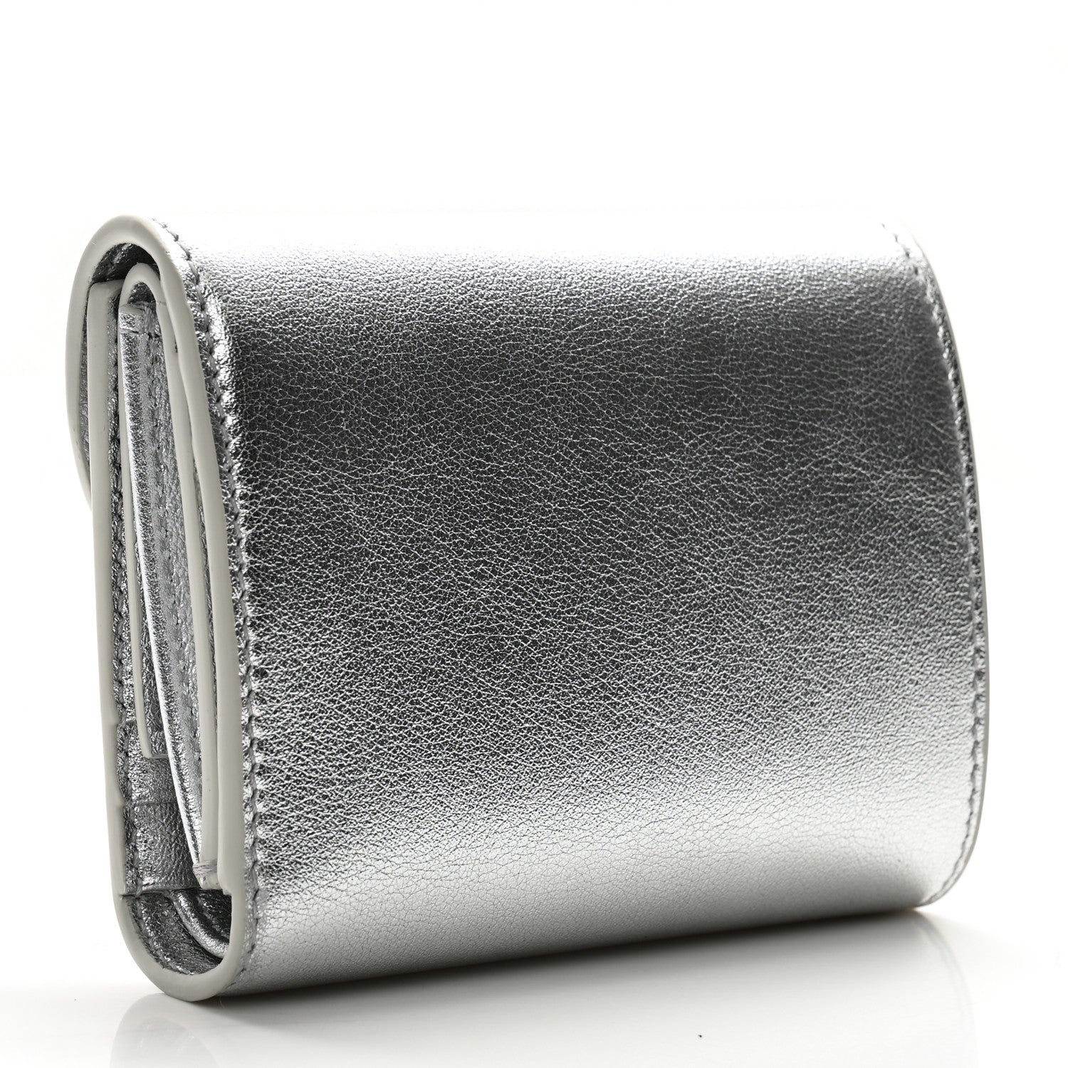 Celine Metallic Calfskin Small Triomphe Wallet Silver 3 of 8