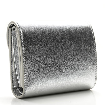 Celine Metallic Calfskin Small Triomphe Wallet Silver 3 of 8