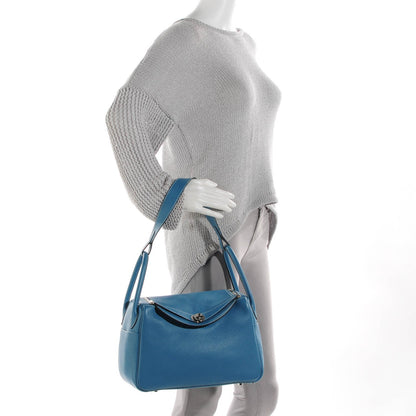 Hermes Taurillon Clemence Lindy 30 Blue Jean 2 of 19