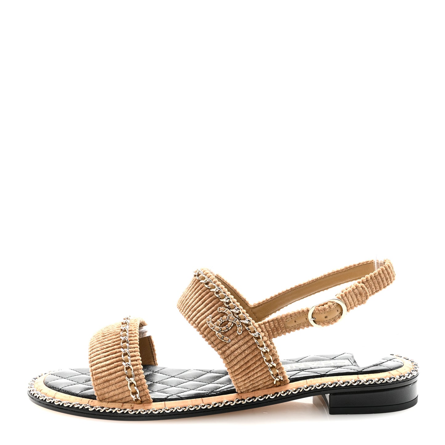 Corduroy Chain CC Sandal 40 Dark Beige