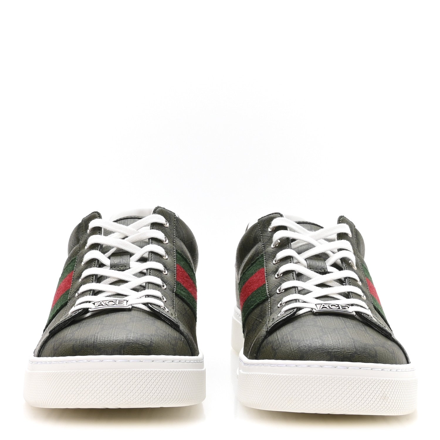 Gucci GG Supreme Monogram Web Mens New Ace Sneakers 11 Green 3 of 9