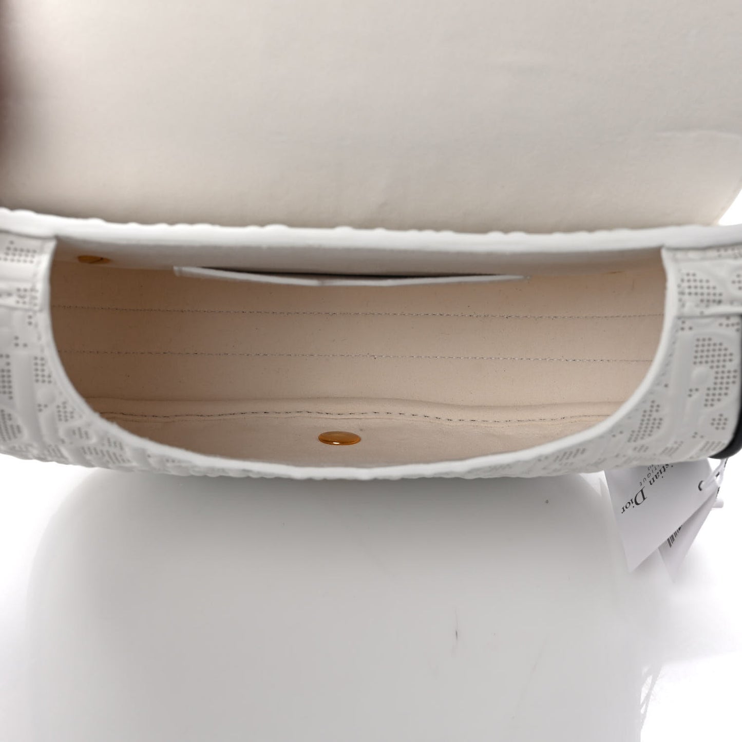 Calfskin Perforated Oblique Medium Bobby Flap White Blue