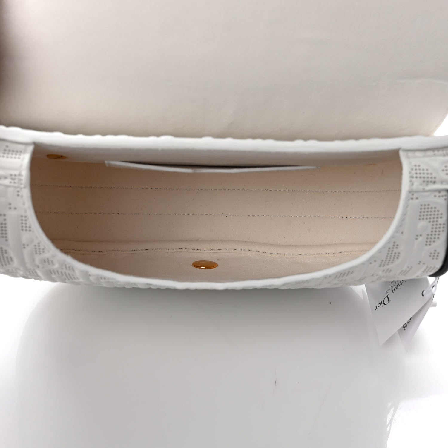 Christian Dior Calfskin Perforated Oblique Medium Bobby Flap White Blue 5 of 8