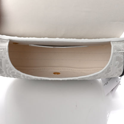 Christian Dior Calfskin Perforated Oblique Medium Bobby Flap White Blue 5 of 8