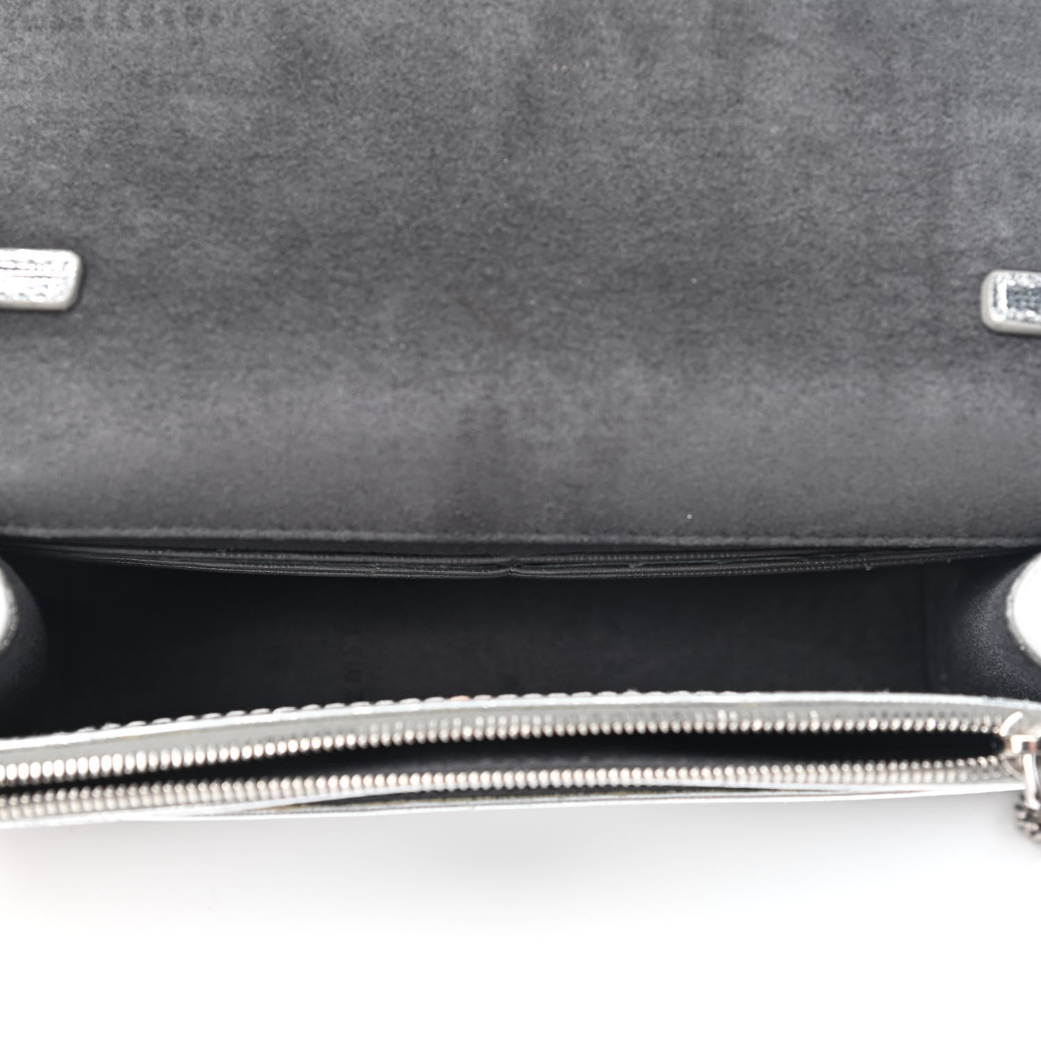 Fendi Vitello Mirror Elite Tube Wallet on Chain Silver 5 of 10
