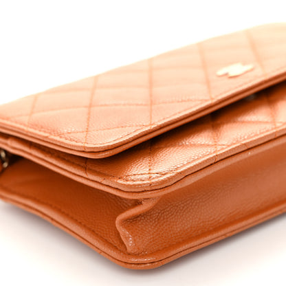 Chanel Caviar Quilted Wallet on Chain WOC Light Brown 10 of 11