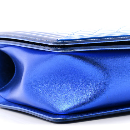 Chanel Metallic Patent Quilted New Medium Boy Flap Blue 9 of 12