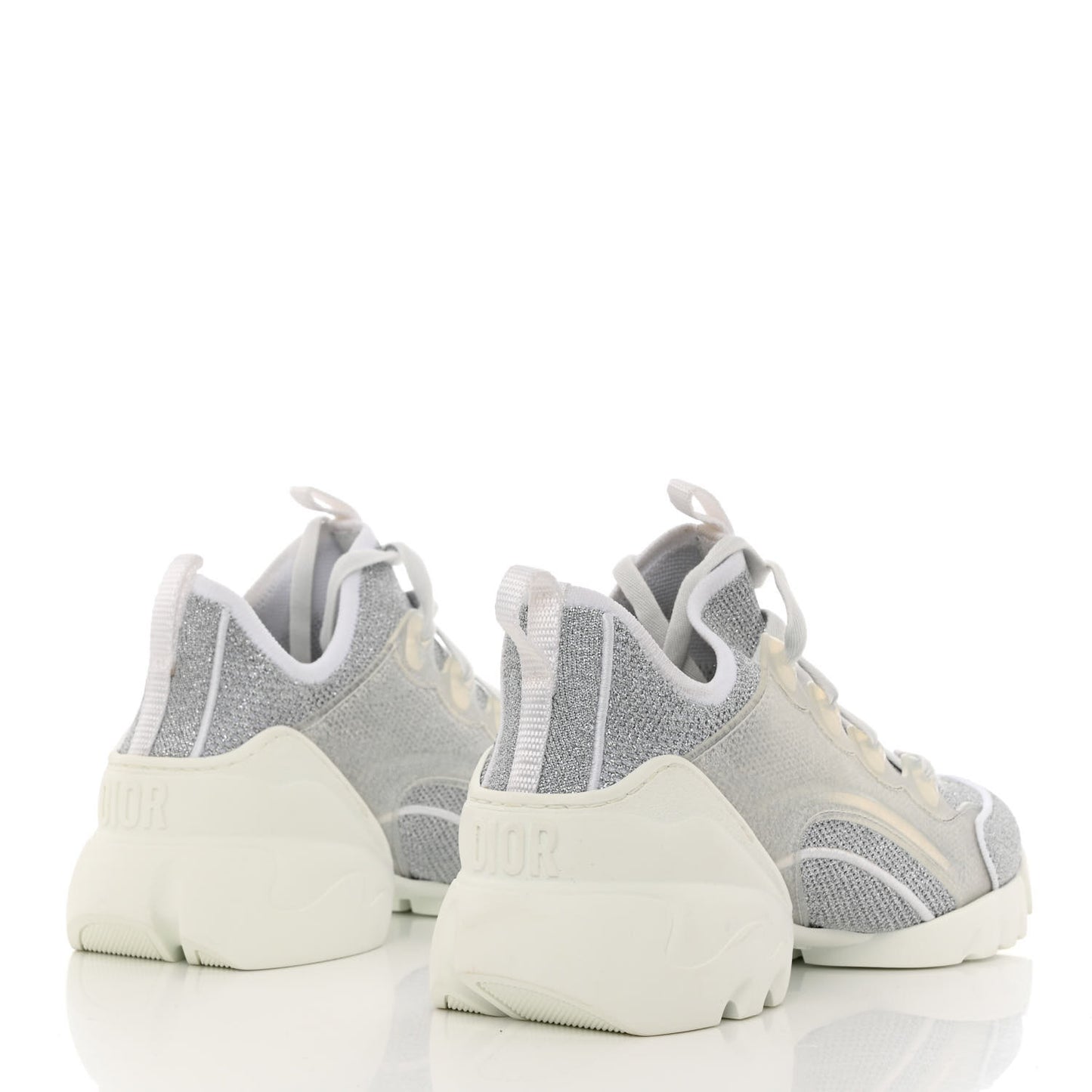 Laminated Knit D-Connect Sneakers 37 Silver