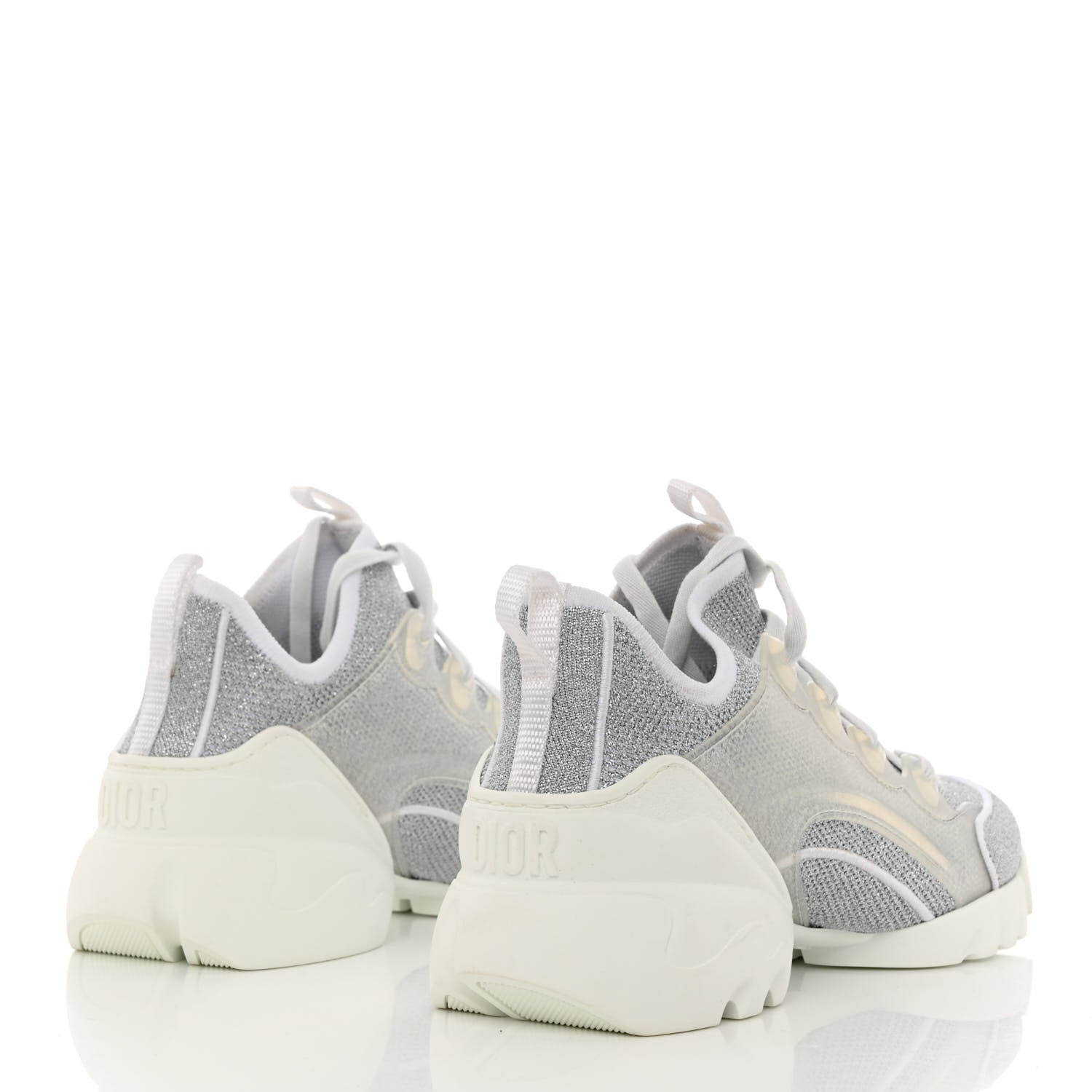 Christian Dior Laminated Knit D-Connect Sneakers 37 Silver 4 of 8