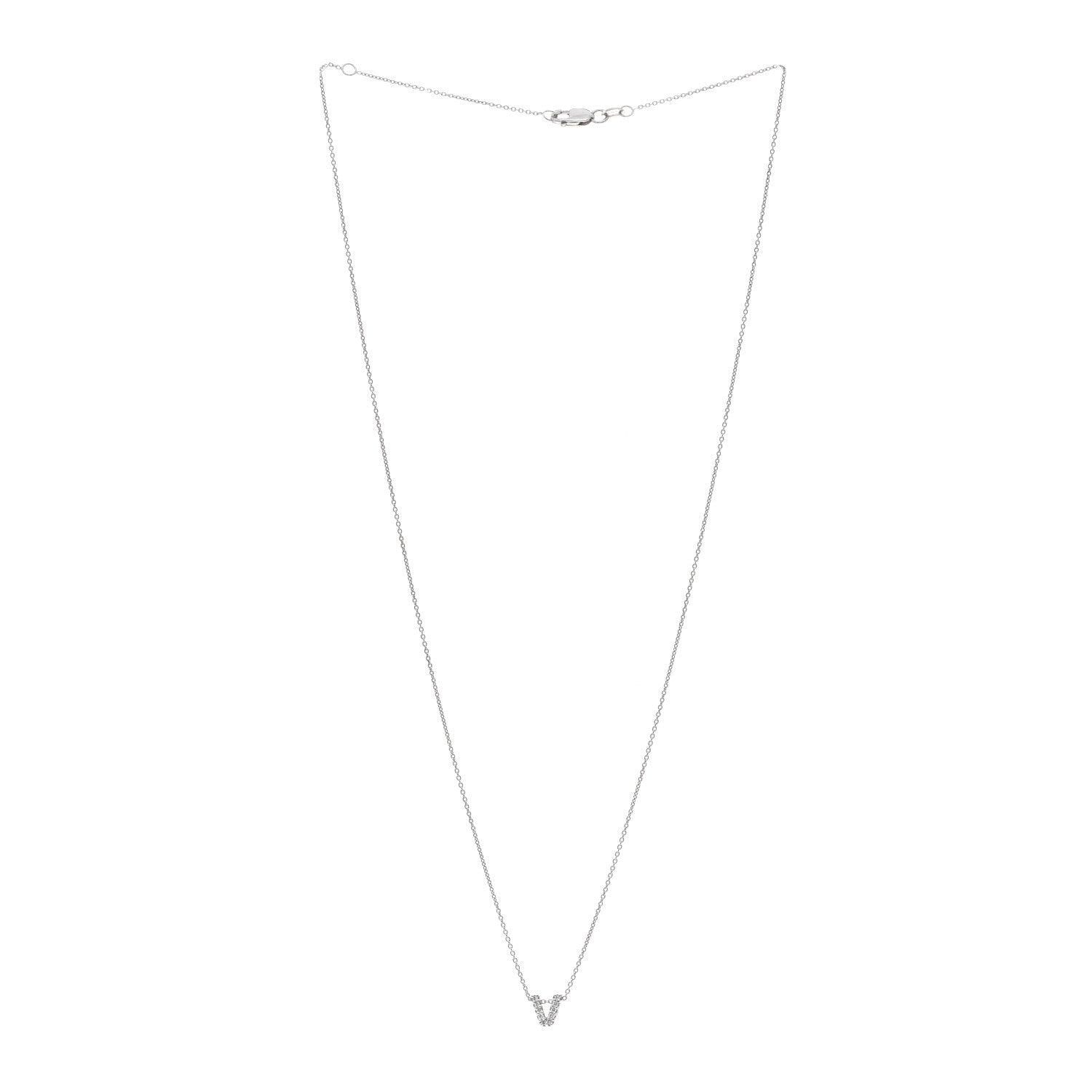 Roberto Coin 18K White Gold Diamond Love Letter V Pendant Necklace 3 of 6