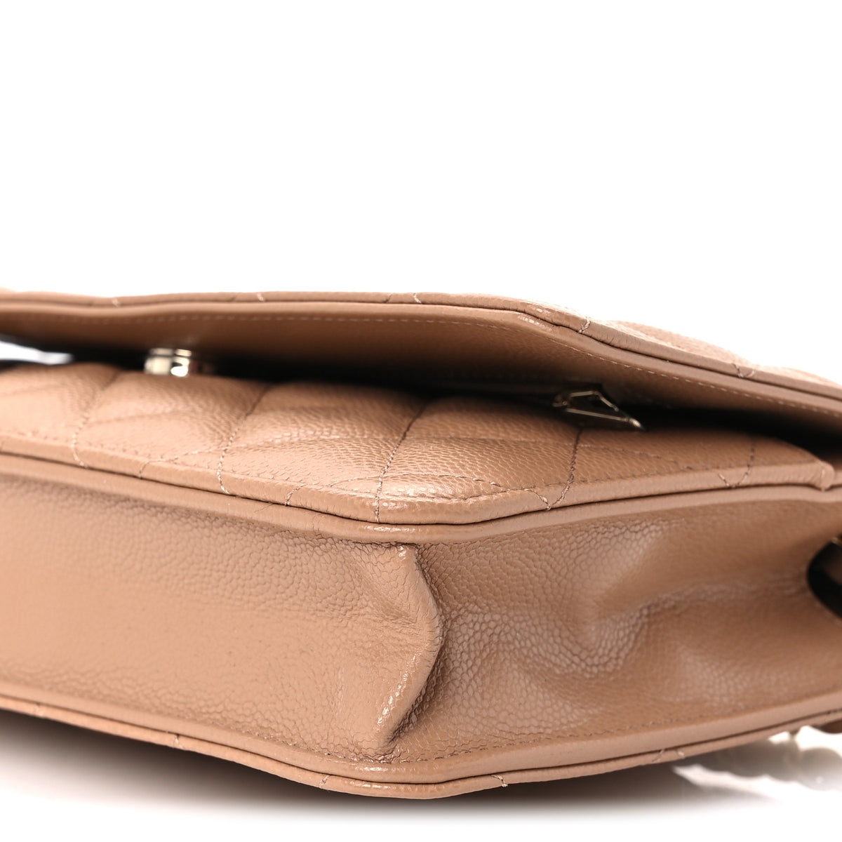 Caviar Quilted Wallet on Chain WOC Dark Beige
