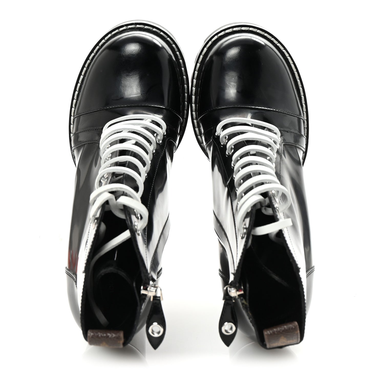 Glazed Calfskin Star Trail Ankle Boots 41 Black