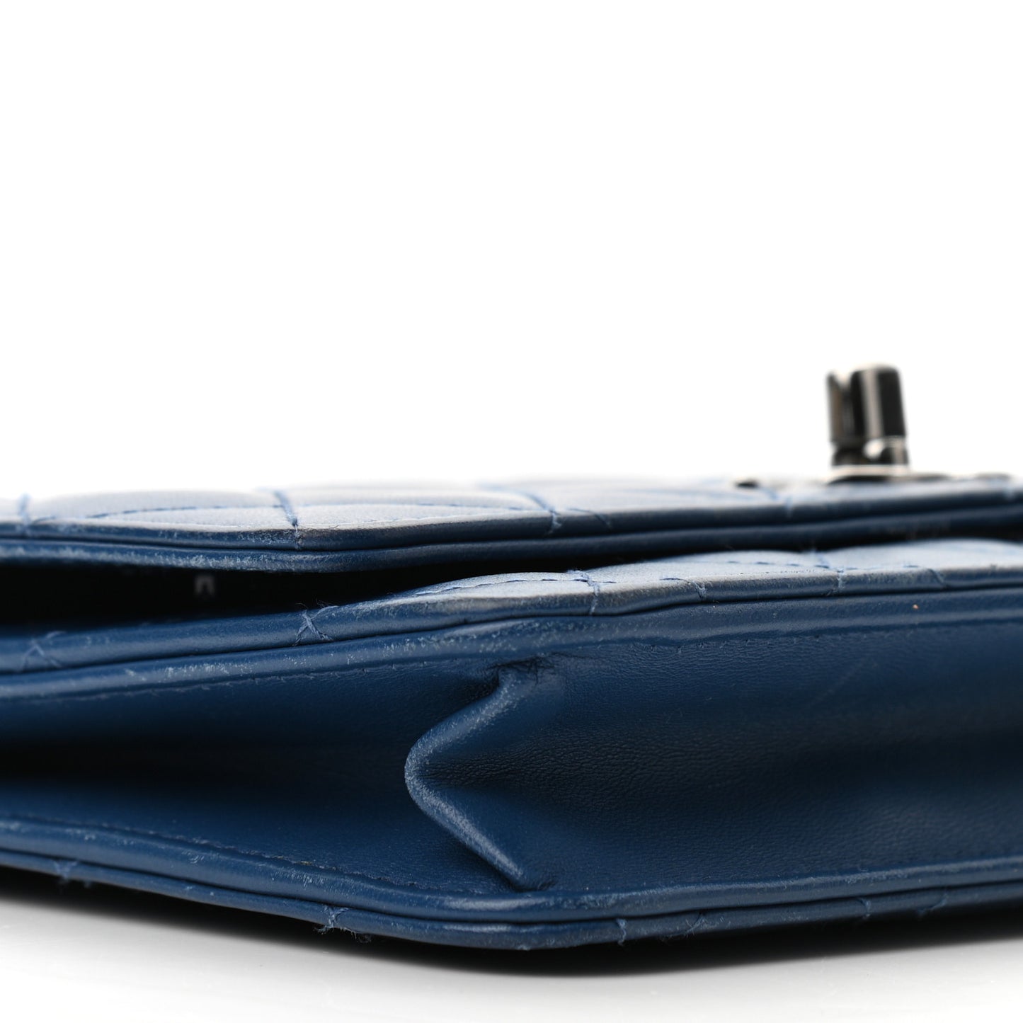 Lambskin Quilted Trendy CC Wallet On Chain WOC Blue