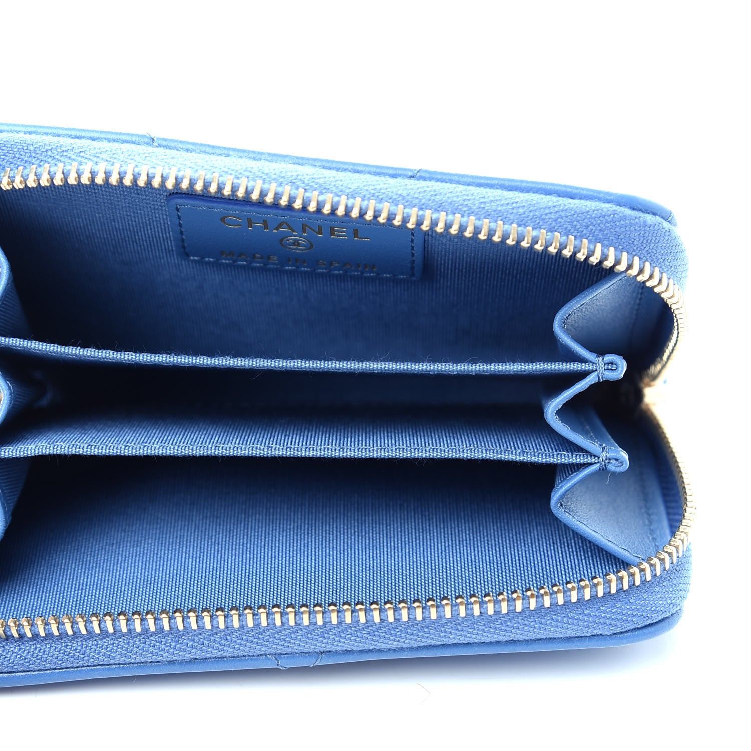 Chanel Goatskin Quilted 19 Zip Around Coin Purse Wallet Blue 5 of 7