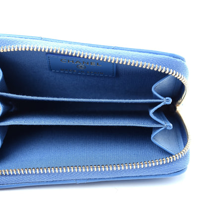 Chanel Goatskin Quilted 19 Zip Around Coin Purse Wallet Blue 5 of 7