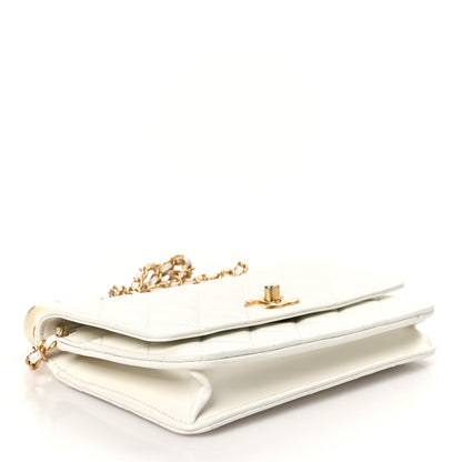 Chanel Lambskin Quilted Pearl Wallet On Chain WOC White 4 of 12