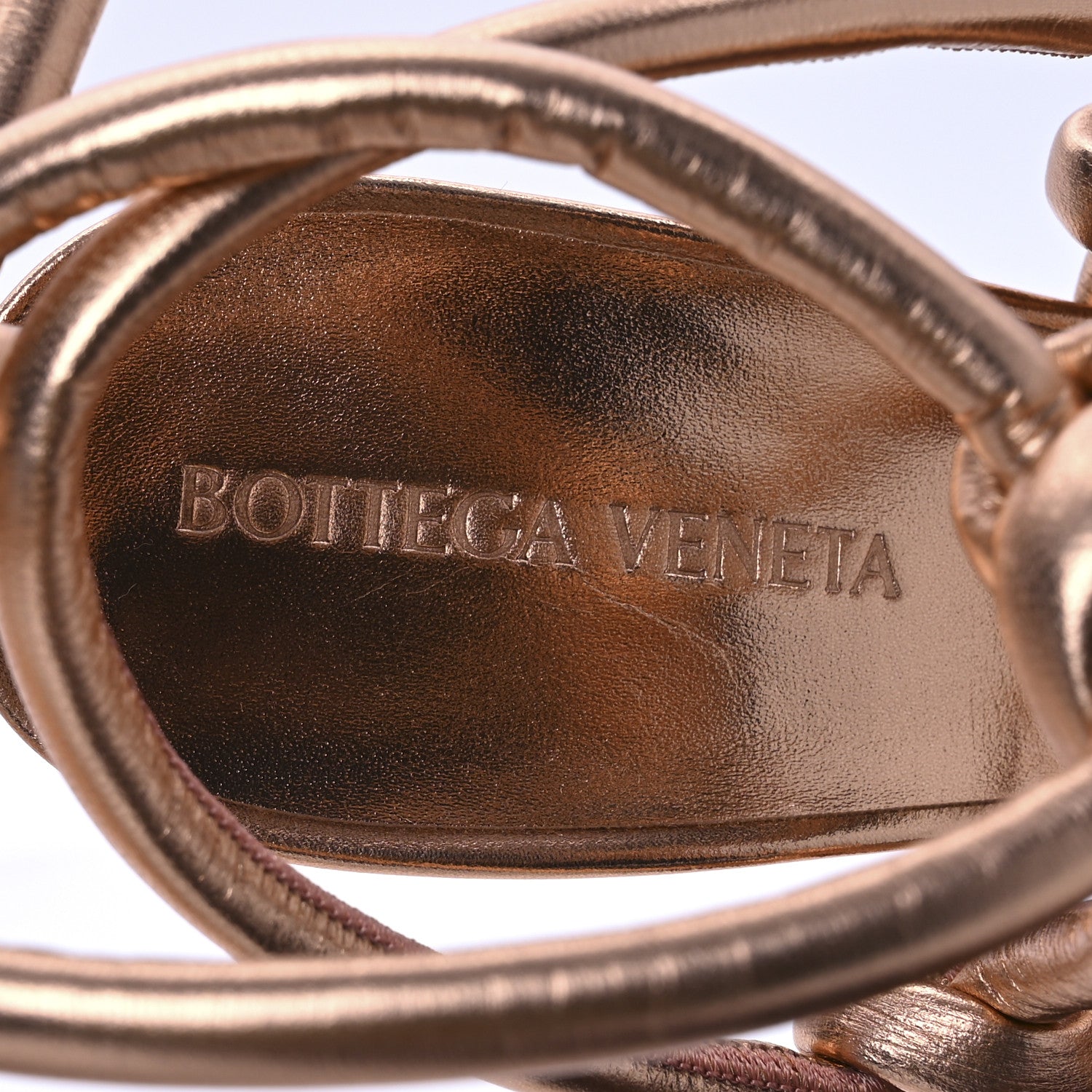 Bottega Veneta Metallic Nappa Dream Knotted Sandals 37.5 Gold Peach 18 of 24