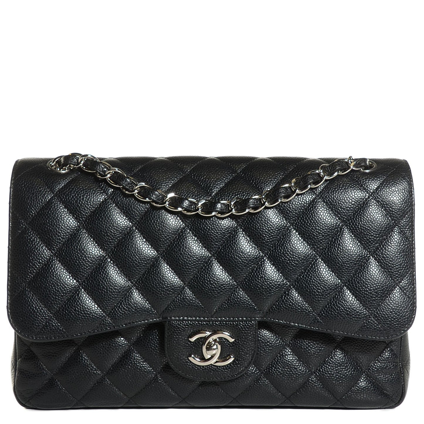 Caviar Quilted Jumbo Double Flap Black