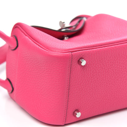 Hermes Taurillon Clemence Mini Lindy 20 Rose Shocking 7 of 9