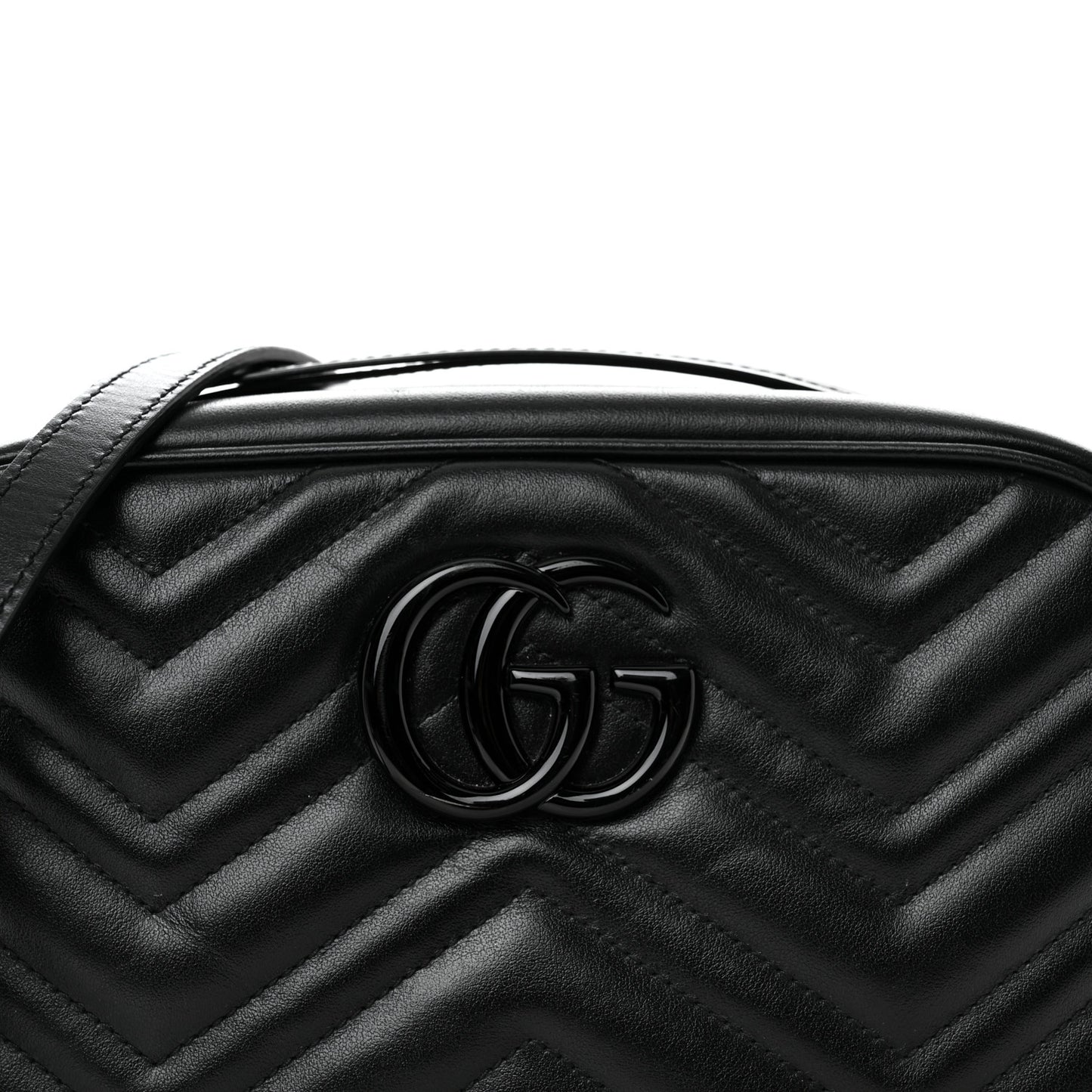 Calfskin Matelasse Monochrome Small GG Marmont Chain Shoulder Bag Black