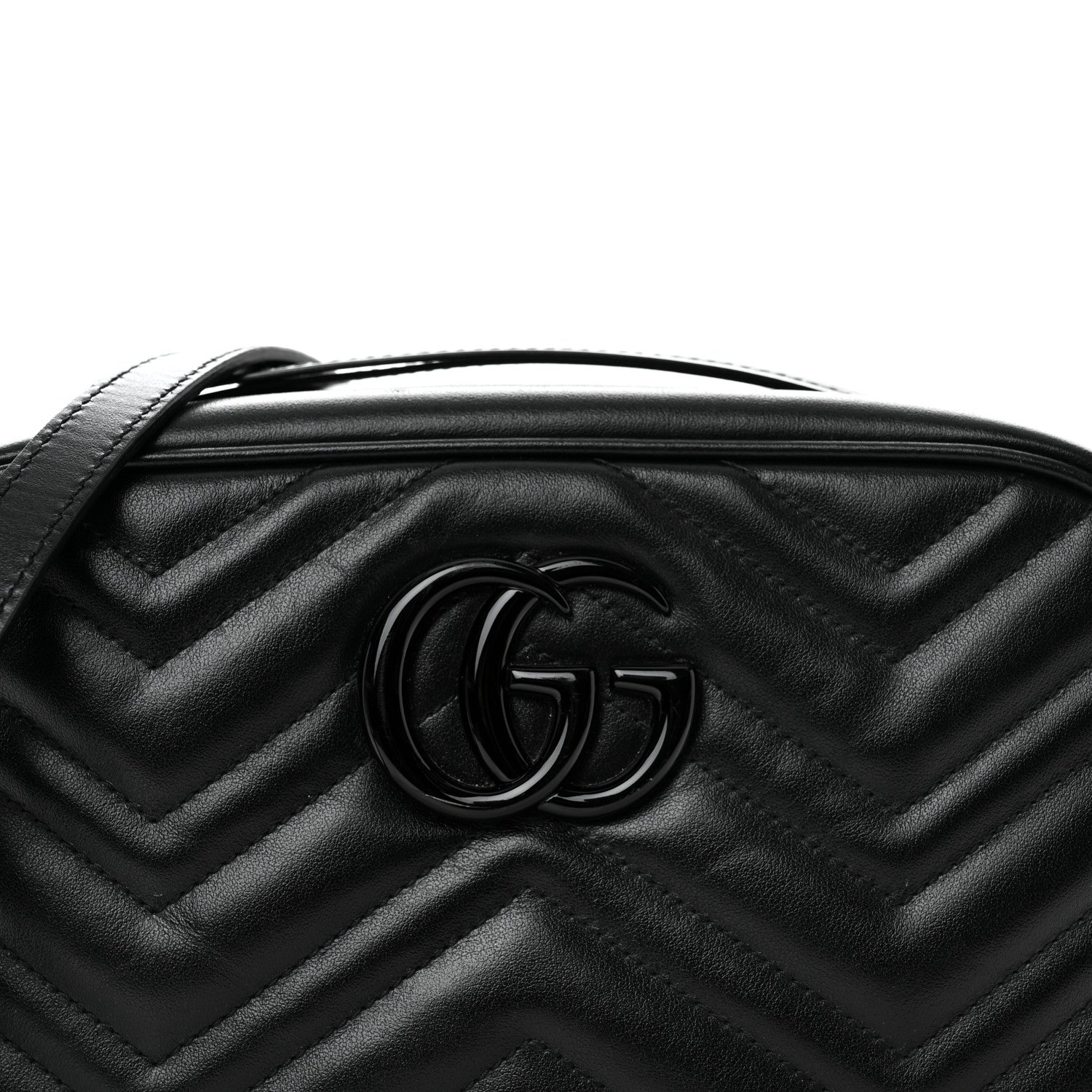 Gucci Calfskin Matelasse Monochrome Small GG Marmont Chain Shoulder Bag Black 8 of 10