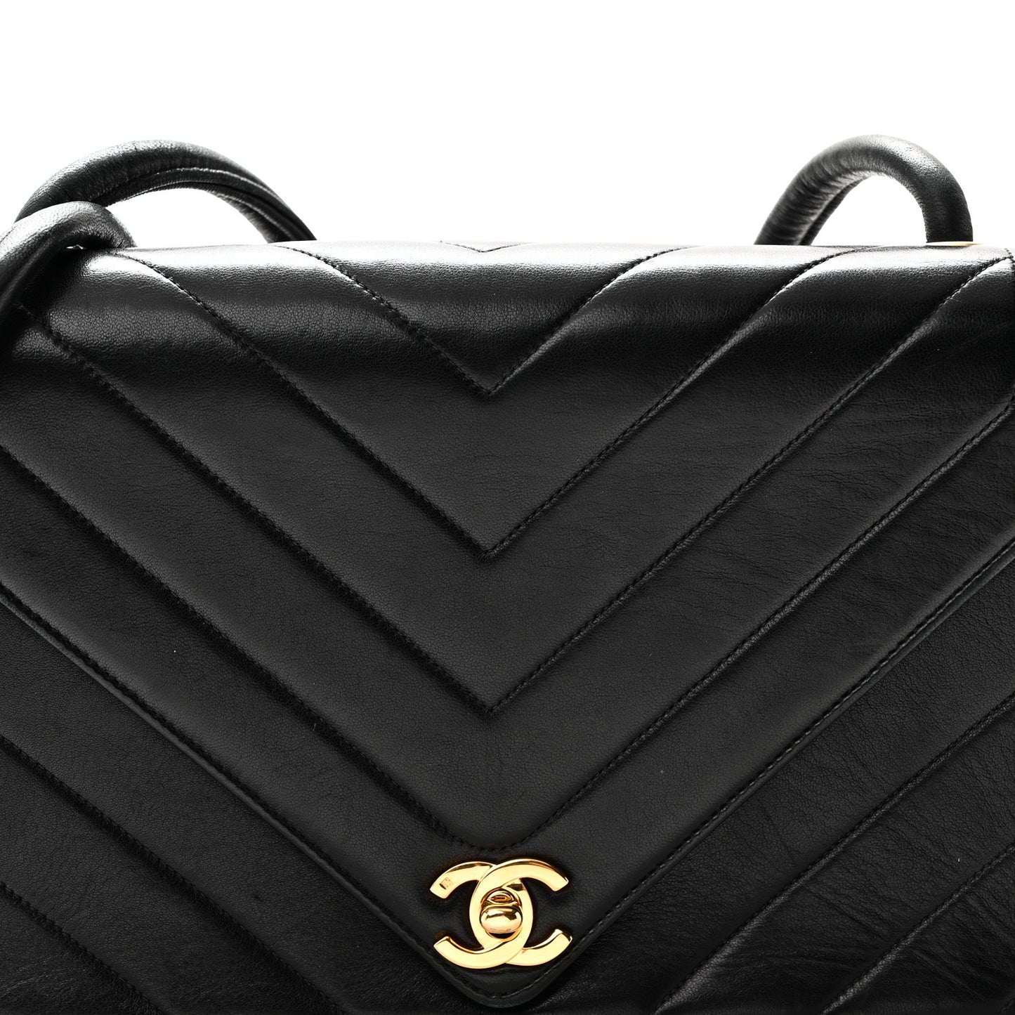 Calfskin Chevron Quilted Envelope Flap Bag Black