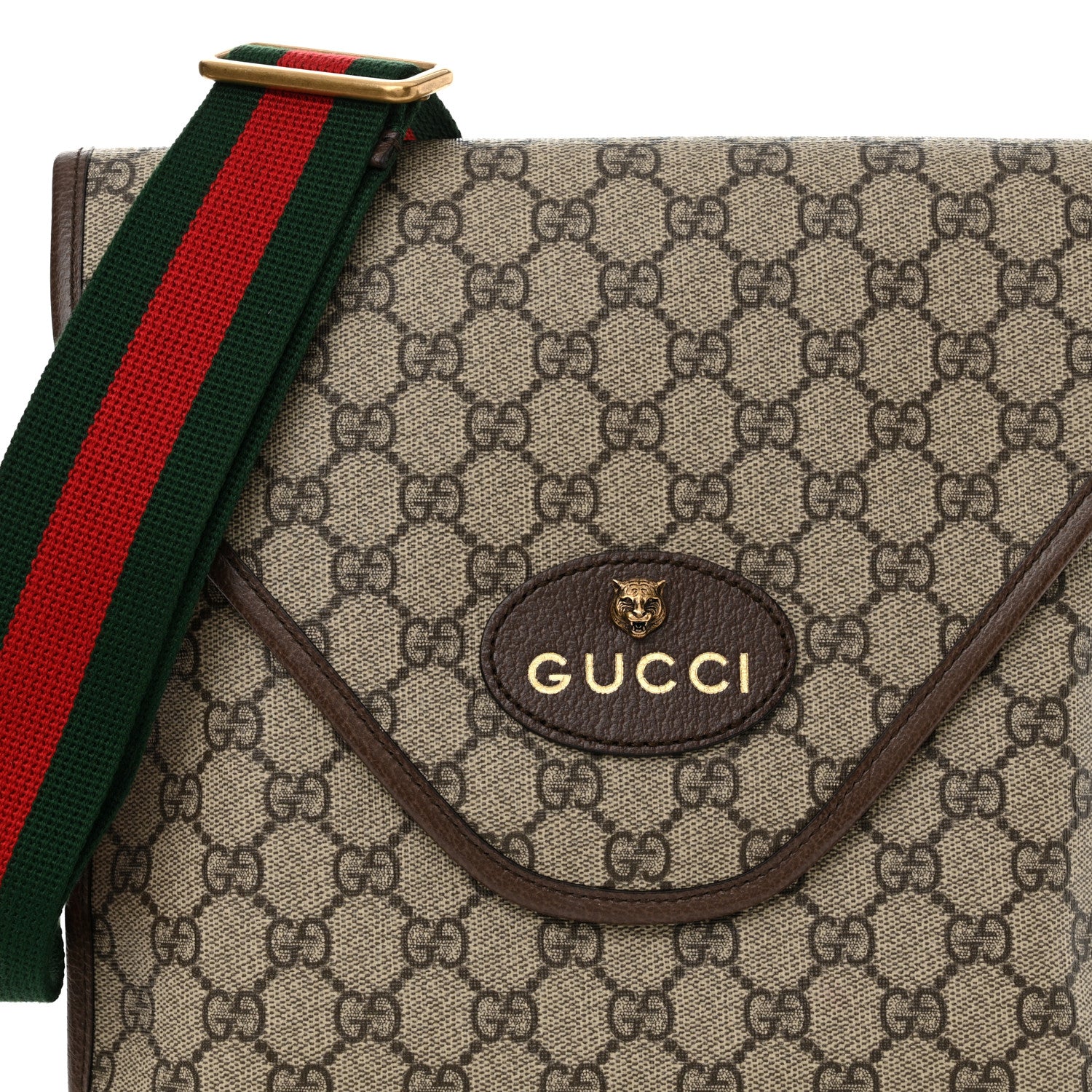 Gucci GG Supreme Monogram Web Medium Neo Vintage Flap Messenger Bag Beige New Acero 8 of 9