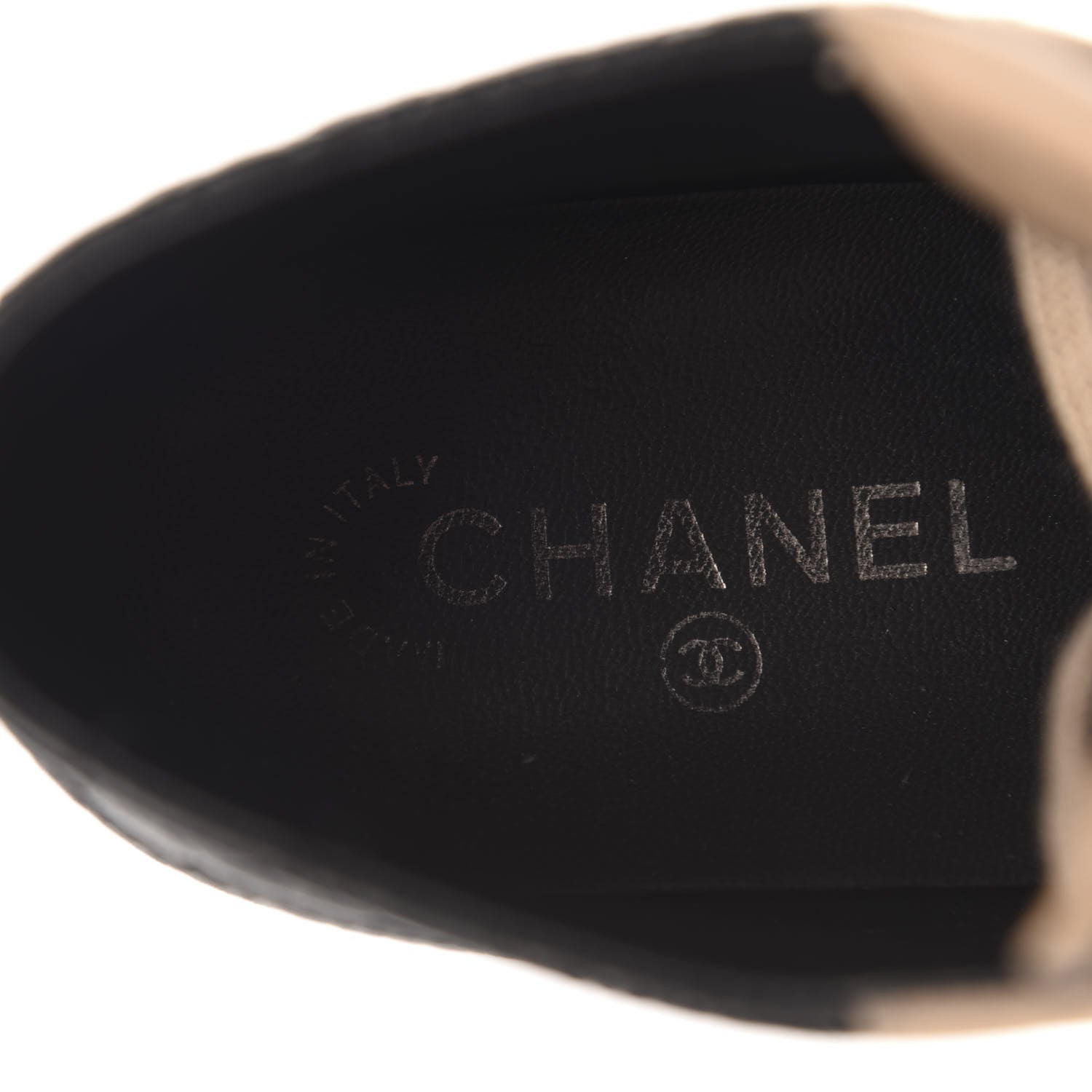 Chanel Washed Lambskin Quilted Lace Up CC Sneakers 39.5 Black Beige 9 of 10