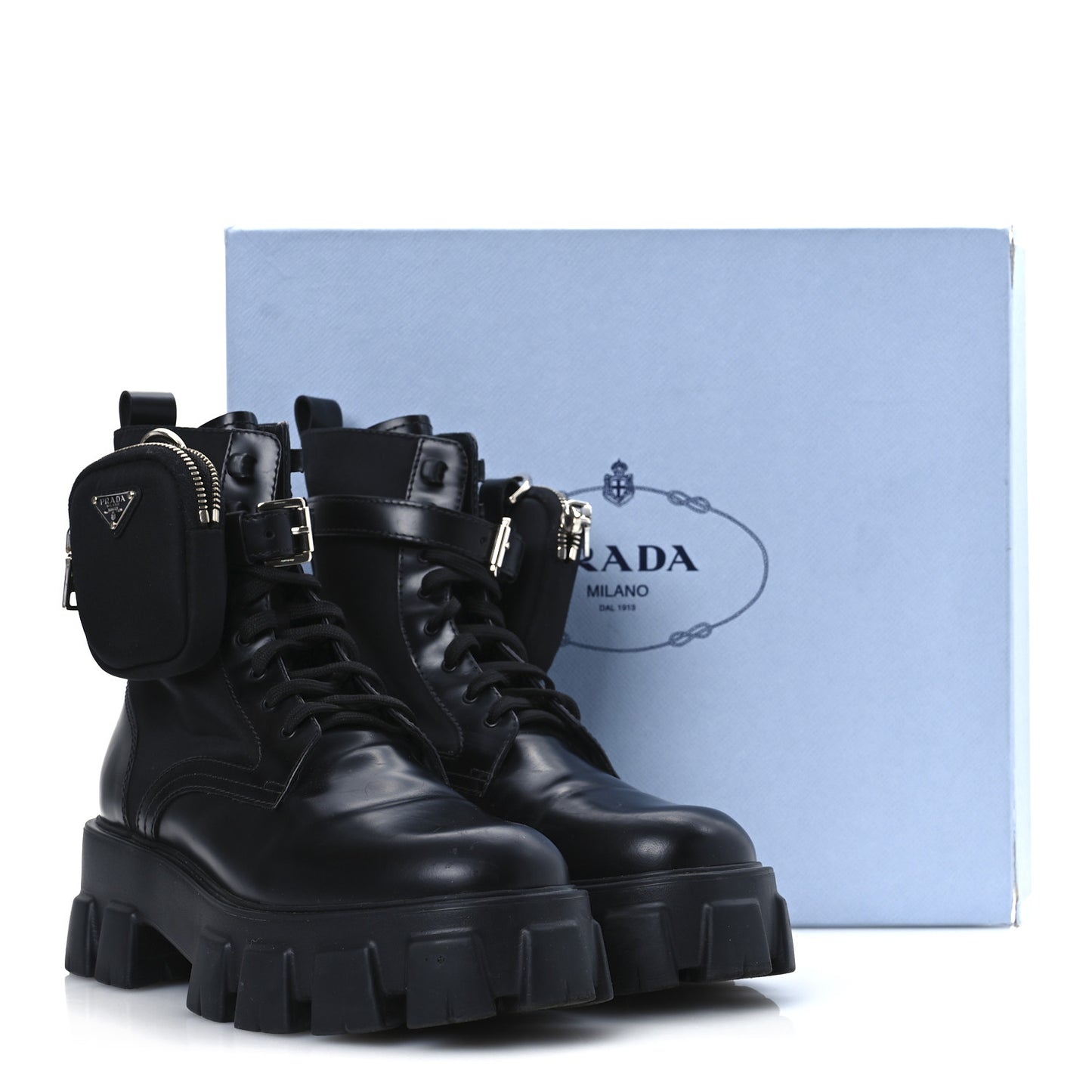 Spazzolato Rois Re-Nylon Metal Triangle Logo Monolith Pouch Pocket 55mm Boots 41 Black