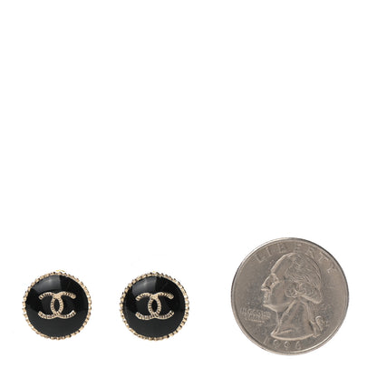 Chanel Resin CC Round Earrings Gold Black 2 of 4