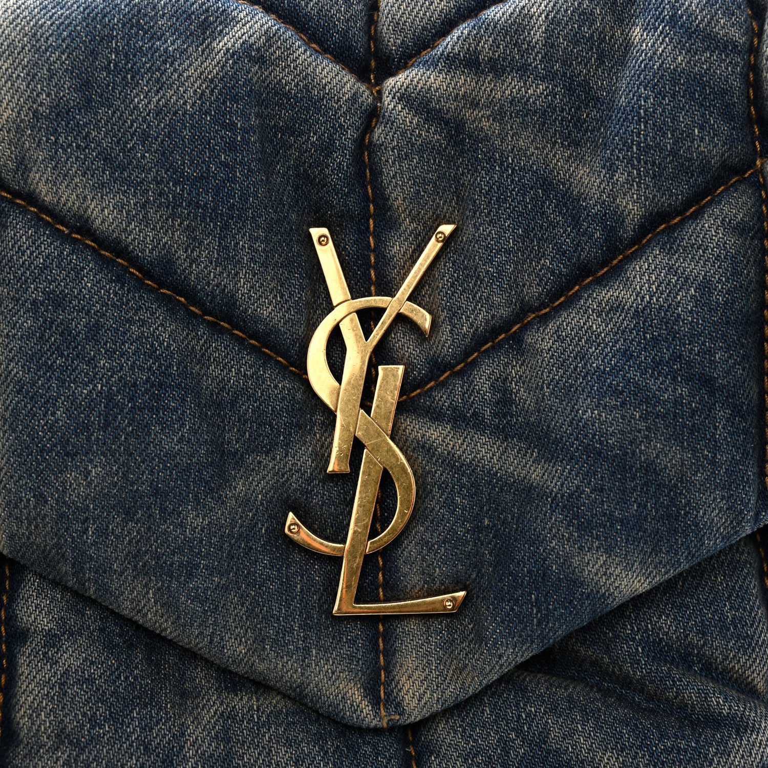 Saint Laurent Denim Quilted Small Loulou Puffer Monogram Chain Satchel Blue Cinnamon 12 of 12