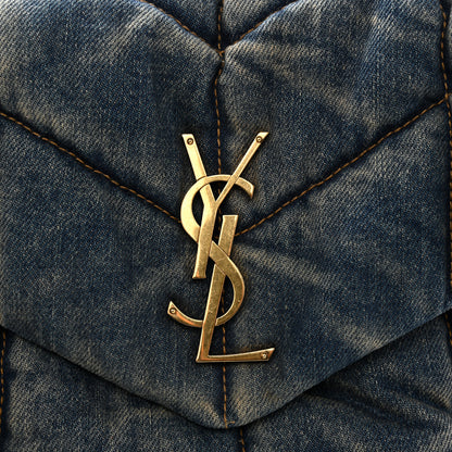 Saint Laurent Denim Quilted Small Loulou Puffer Monogram Chain Satchel Blue Cinnamon 12 of 12